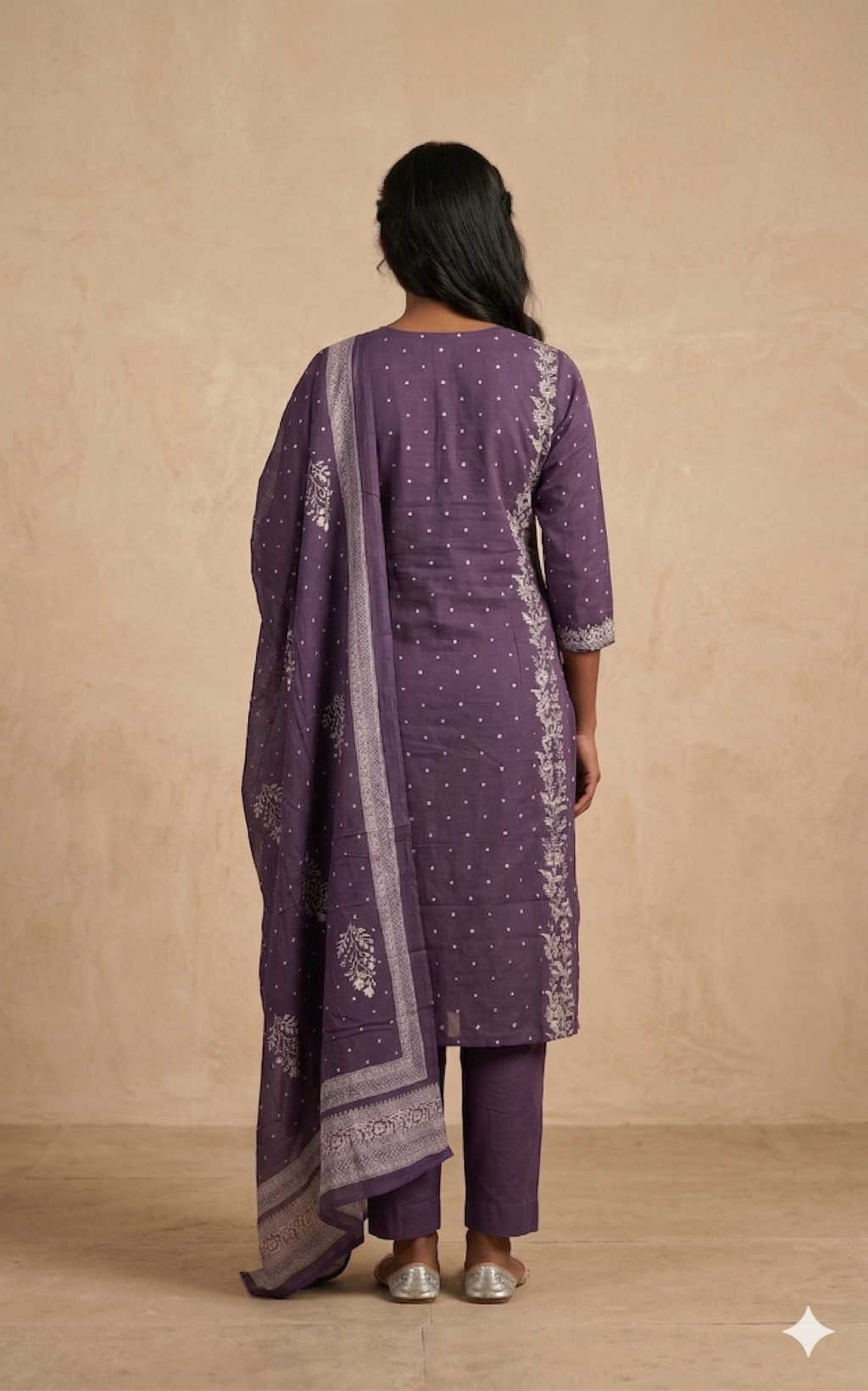 Purple Embroidered Kurta Set with Dupatta