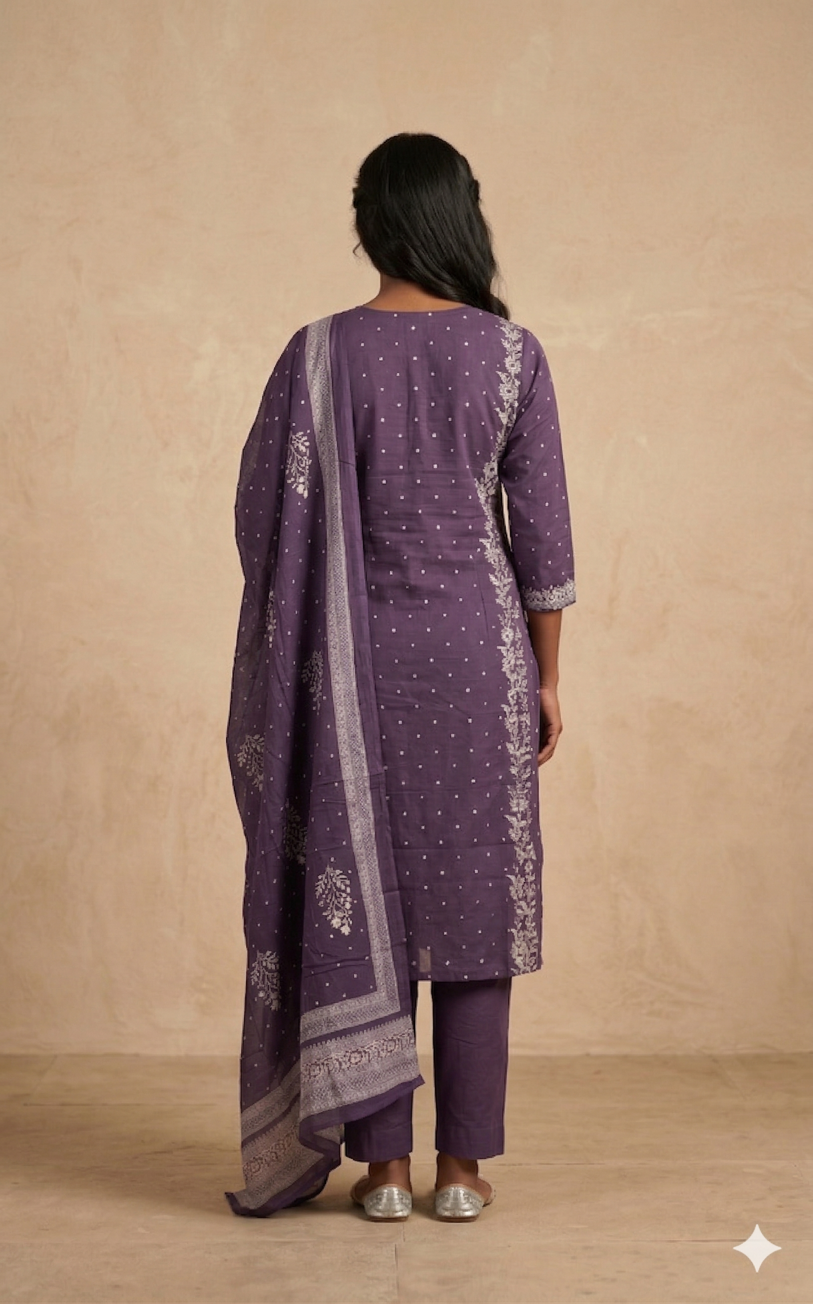 Purple Embroidered Kurta Set with Dupatta